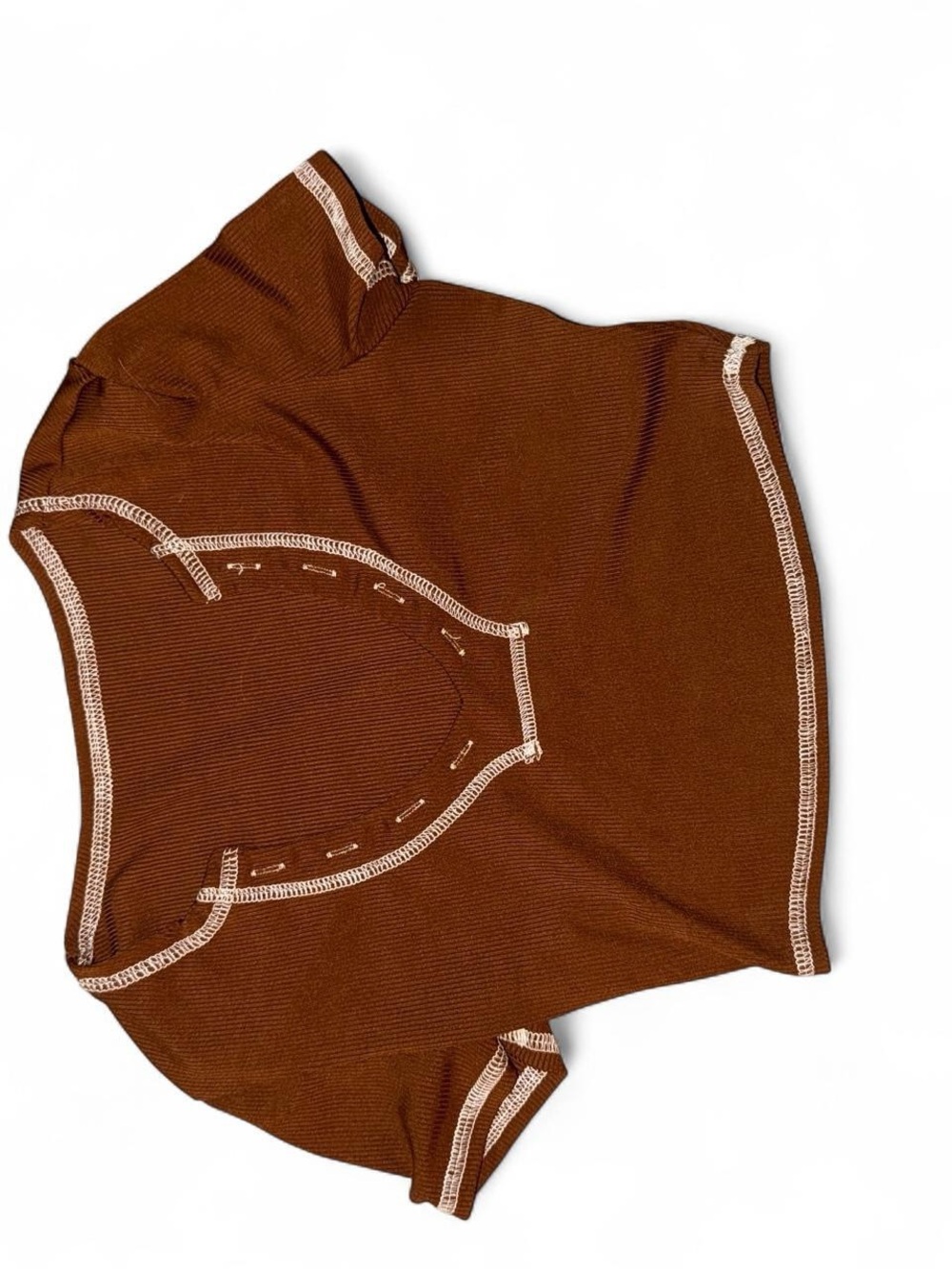 Women's Brown Contrast-Stitch Knit Shorts